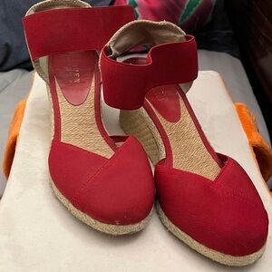 Ralph Lauren Red Espadrille Wedges